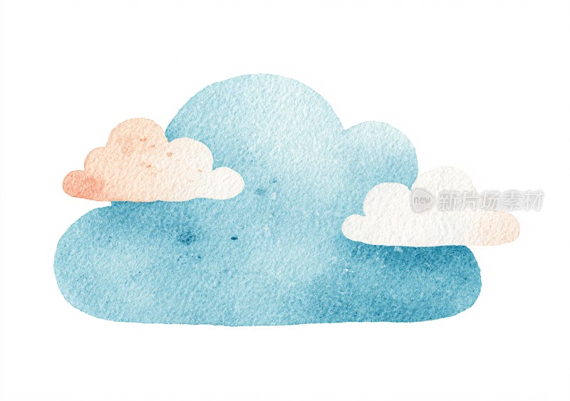 水彩风格的云朵插画