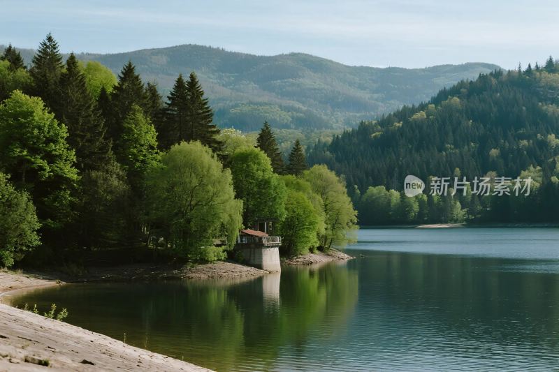 山水森林湖景图