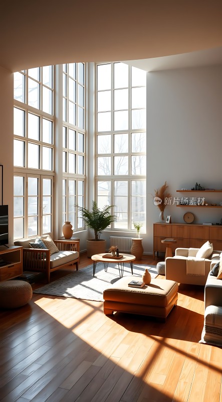 阳光洒满现代客厅简约风格温馨舒适