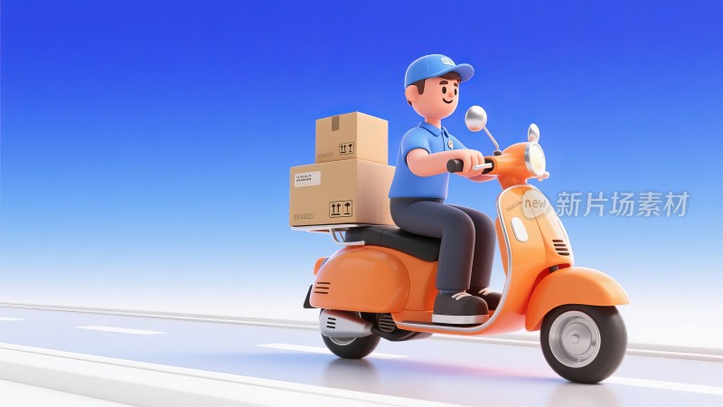 卡通快递员包裹物流配