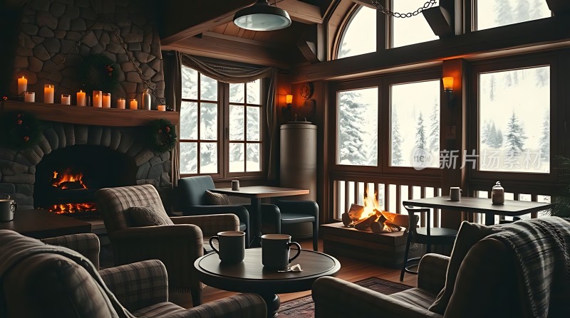 冬日暖炉温馨小屋