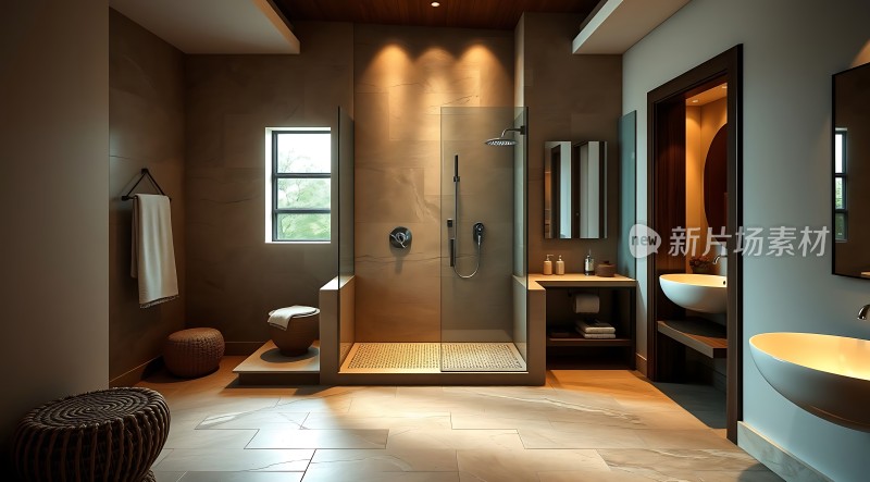 现代简约浴室设计宽敞明亮功能齐全