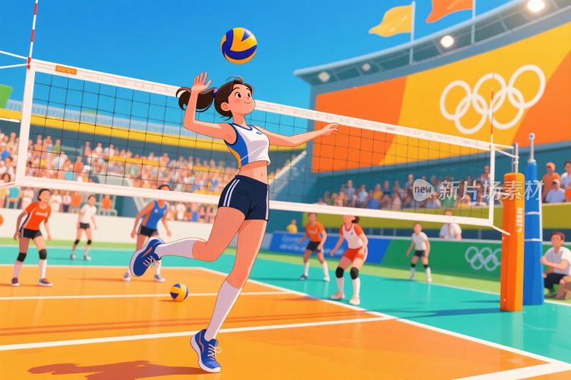 排球竞技场景插画
