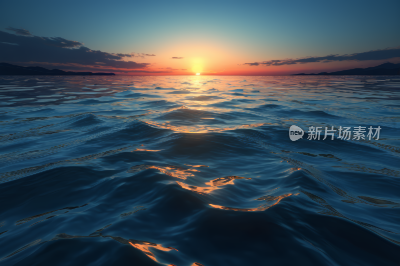 海上日落的掠影和海浪高清背景图片