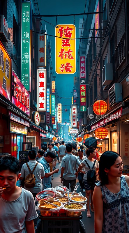 繁华夜市灯火辉煌热闹非凡