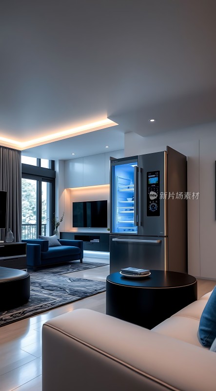现代家居时尚冰箱舒适沙发温馨生活空间
