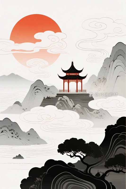 中式山水古韵图