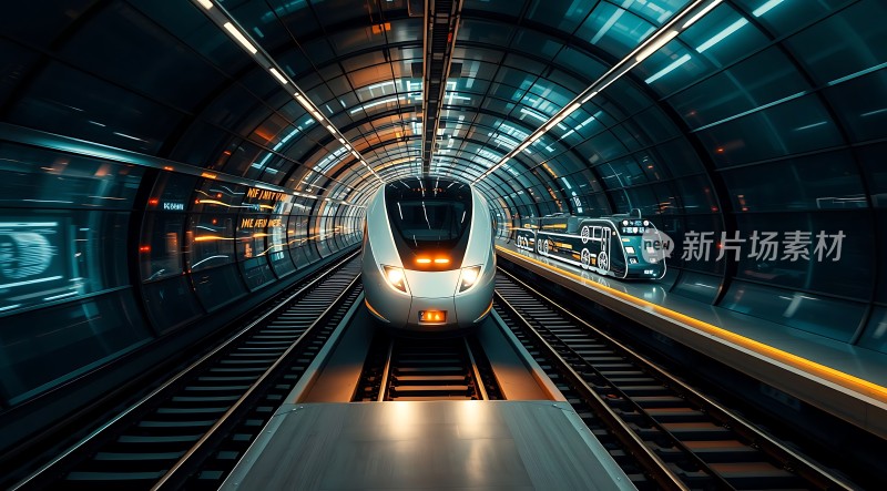 未来列车穿越时空隧道