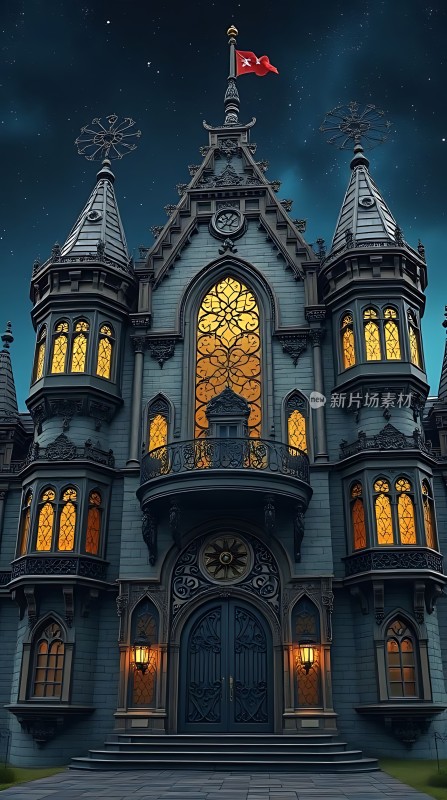 夜幕下的神秘城堡