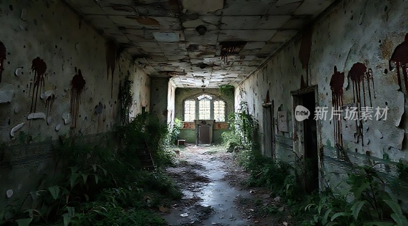 废弃建筑探险探索未知走廊