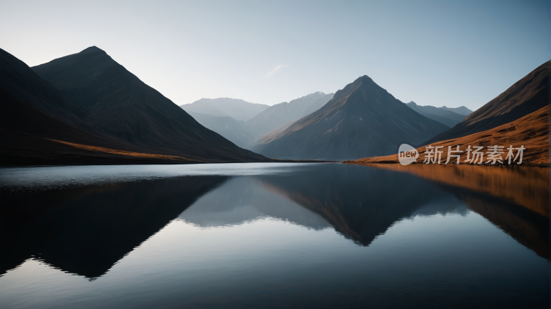 一个山脉的湖高清风景图片