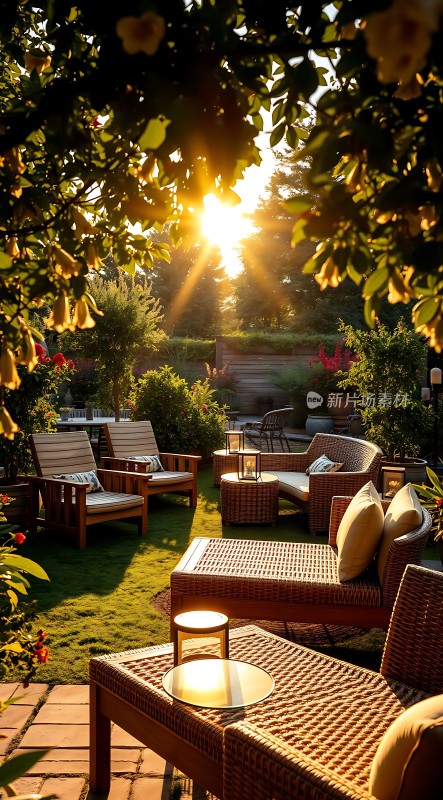 阳光午后绿意盎然户外休闲时光