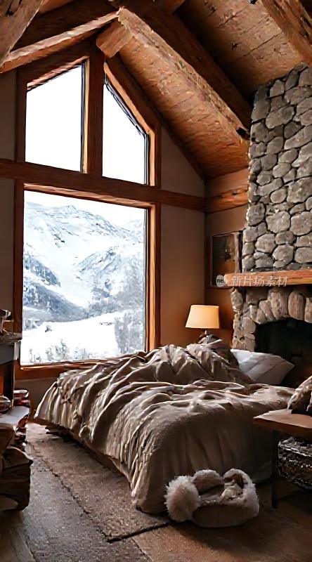 雪山木屋温馨卧室