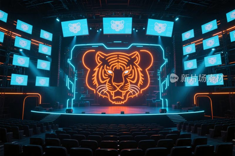 科技感老虎舞台场景