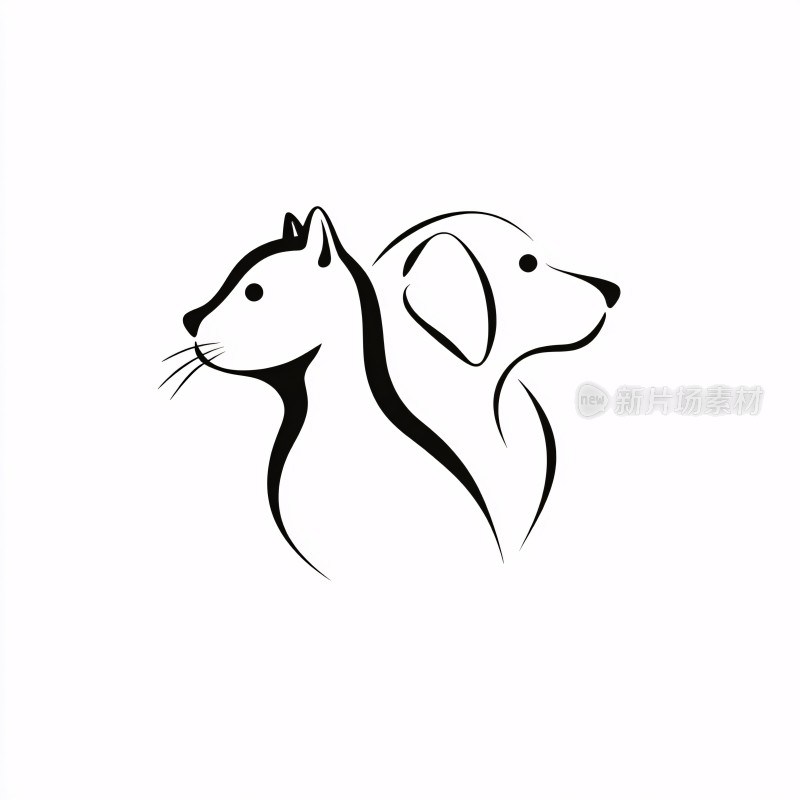 猫狗轮廓插画
