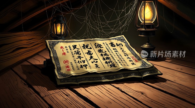 古卷秘文昏黄灯光下的神秘文献