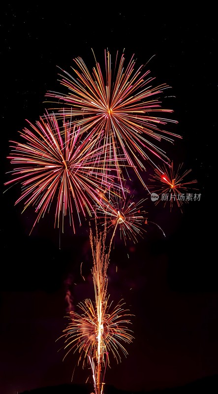 夜空烟花绽放色彩斑斓璀璨夺目