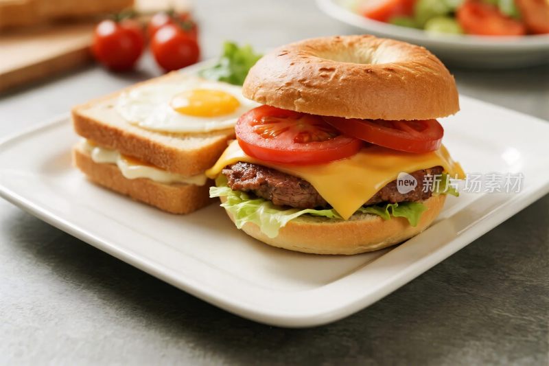 美味早餐三明治展示