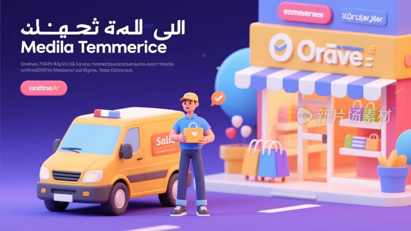 外卖配送场景插画