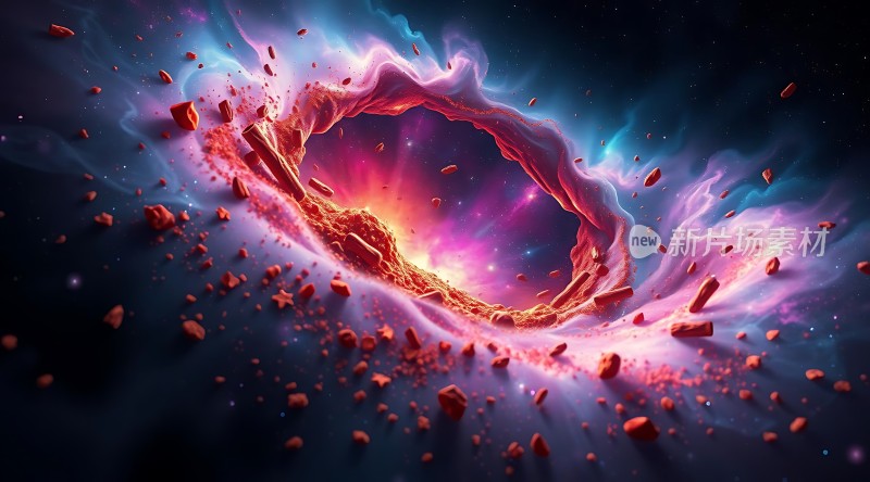 宇宙奇观黑洞漩涡与星际碎片