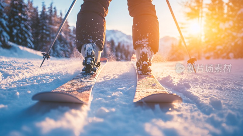 冬季滑雪微距人