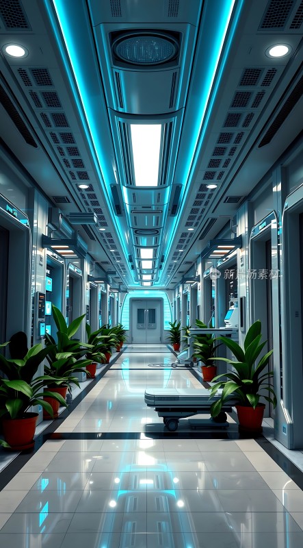未来科技走廊绿植点缀科技感十足