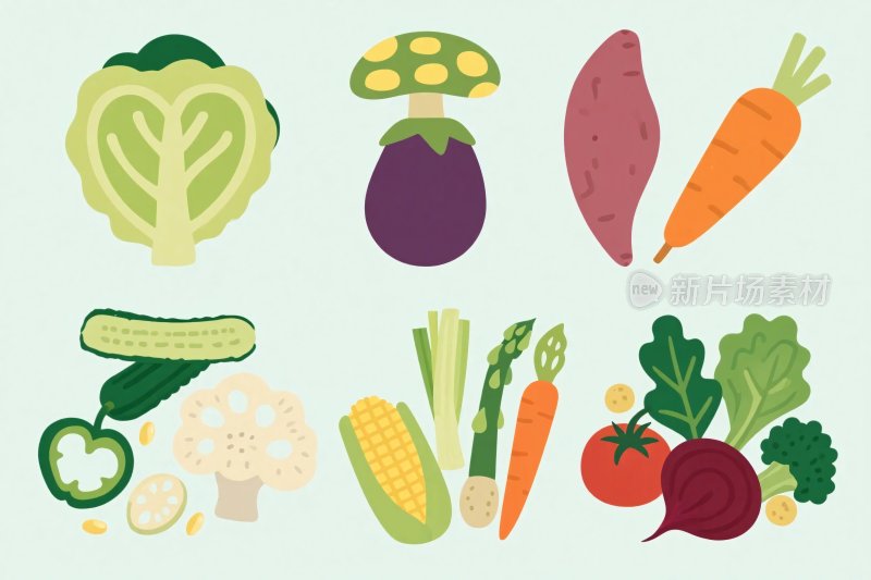 新鲜蔬菜插画集合