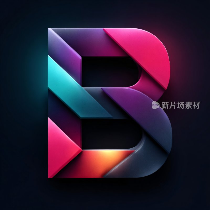 多彩立体字母插画