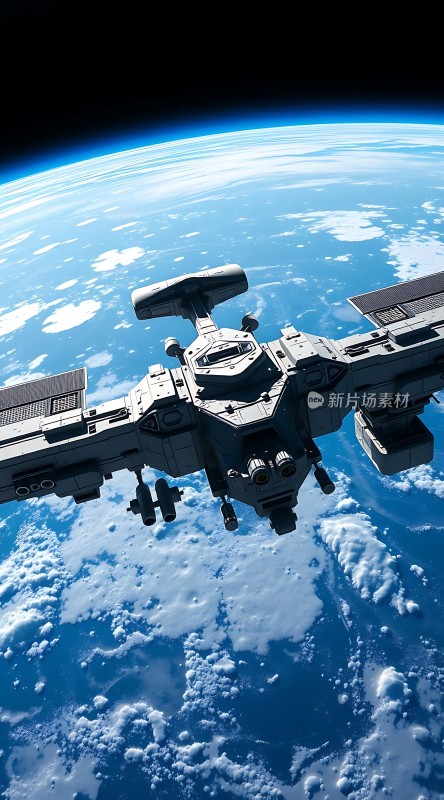 太空飞船遨游地球之上