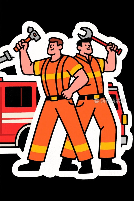 卡通消防员插画