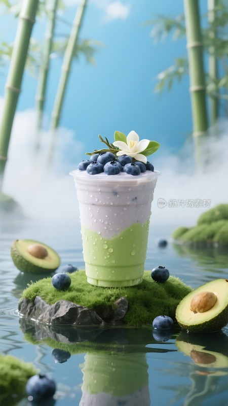 蓝莓牛油果奶昔