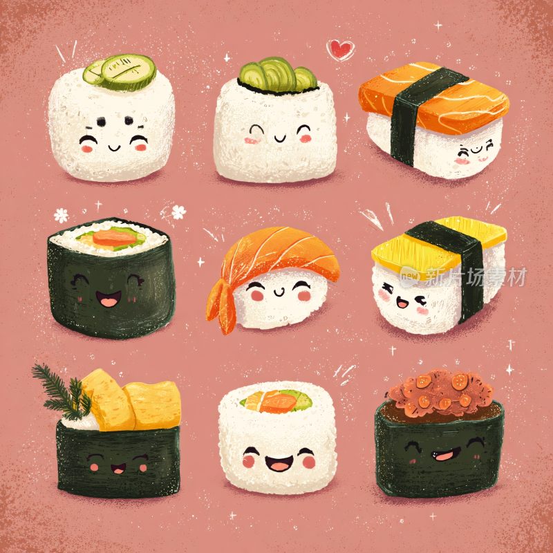可爱卡通寿司插画