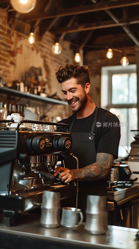 咖啡师在制作咖啡