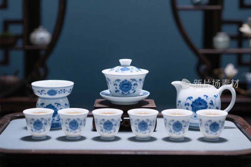 青花瓷茶具套装展示