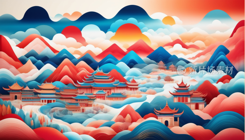 中国画山水画背景