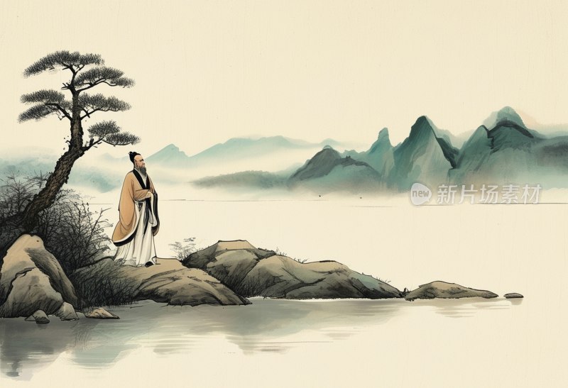 古风诗意山水画