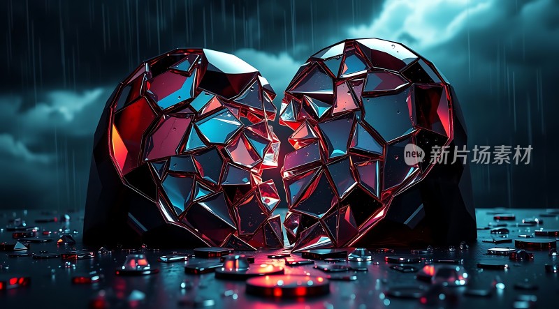 破碎的心形水晶