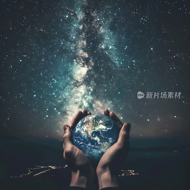 双手托起地球星河璀璨