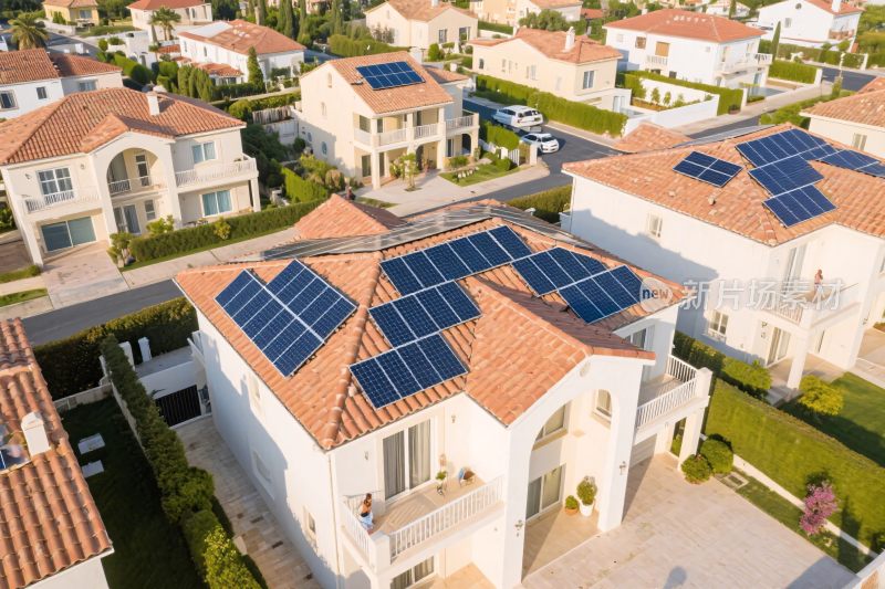 社区住宅太阳能板场景
