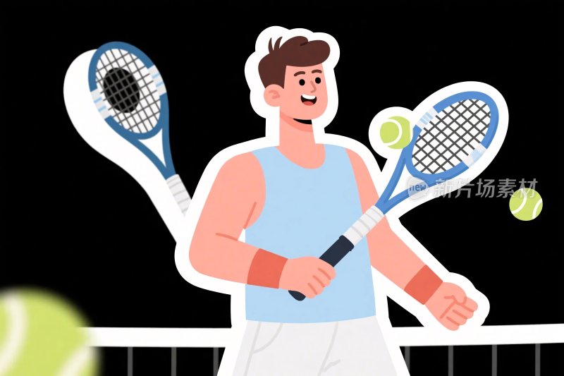 网球运动卡通插画