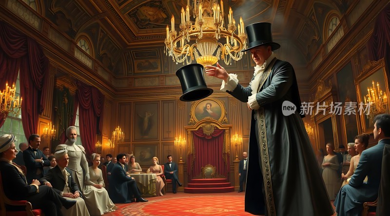 贵族聚会上的魔术表演