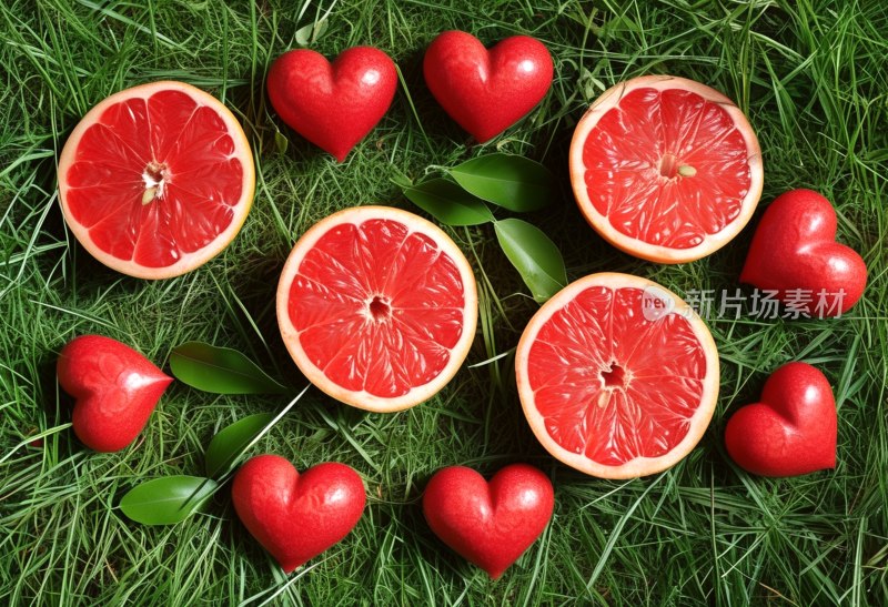 红心西柚切面展示