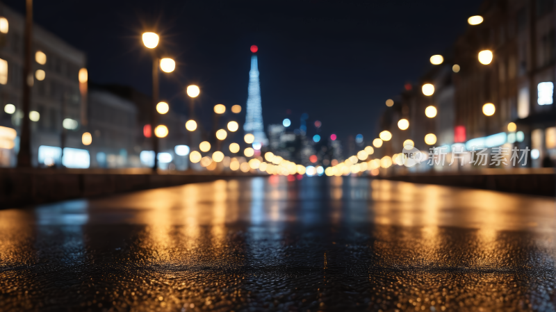 夜晚城市街道的模糊高清风景图片