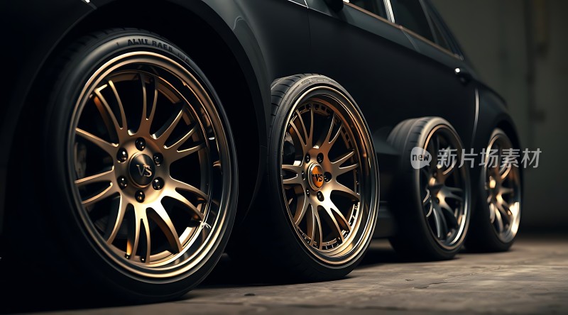 黑色汽车闪亮轮毂