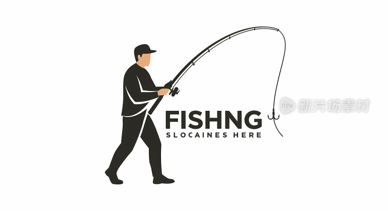 钓鱼标志插画