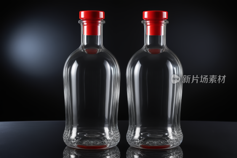 桌子上有两瓶空酒精高清图片