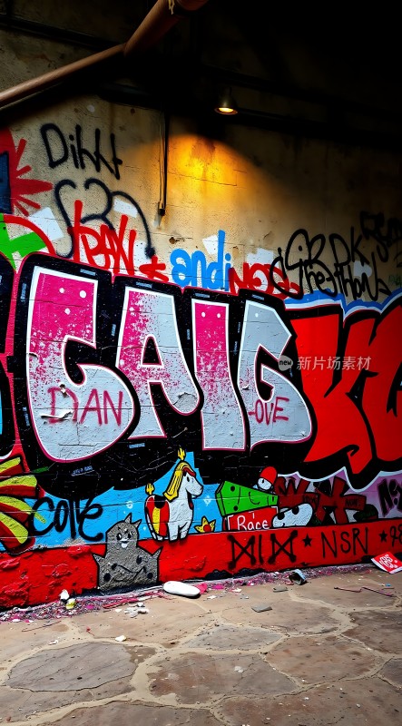 街头艺术墙绘色彩斑斓的涂鸦世界
