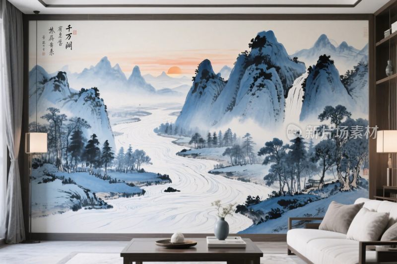中式山水壁画装饰