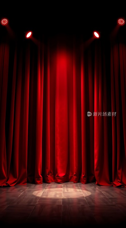 舞台上的红色帷幕与聚光灯