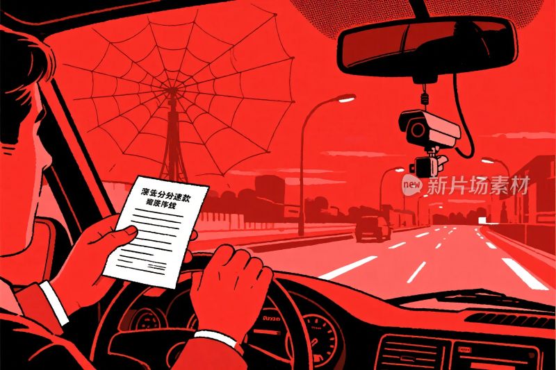 车内驾驶场景插画